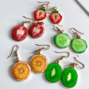 $4 add on item Fruit & Veggie” Earrings 🍓🥝🍊🥒🍅
